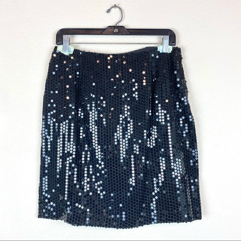 Harris Wallace Black Sequin Pencil Skirt